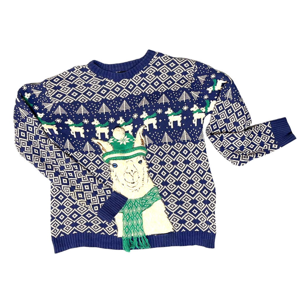 Blizzard Bay Men's Ugly Festive Christmas Llama Sweater Small Cotton Casual‎